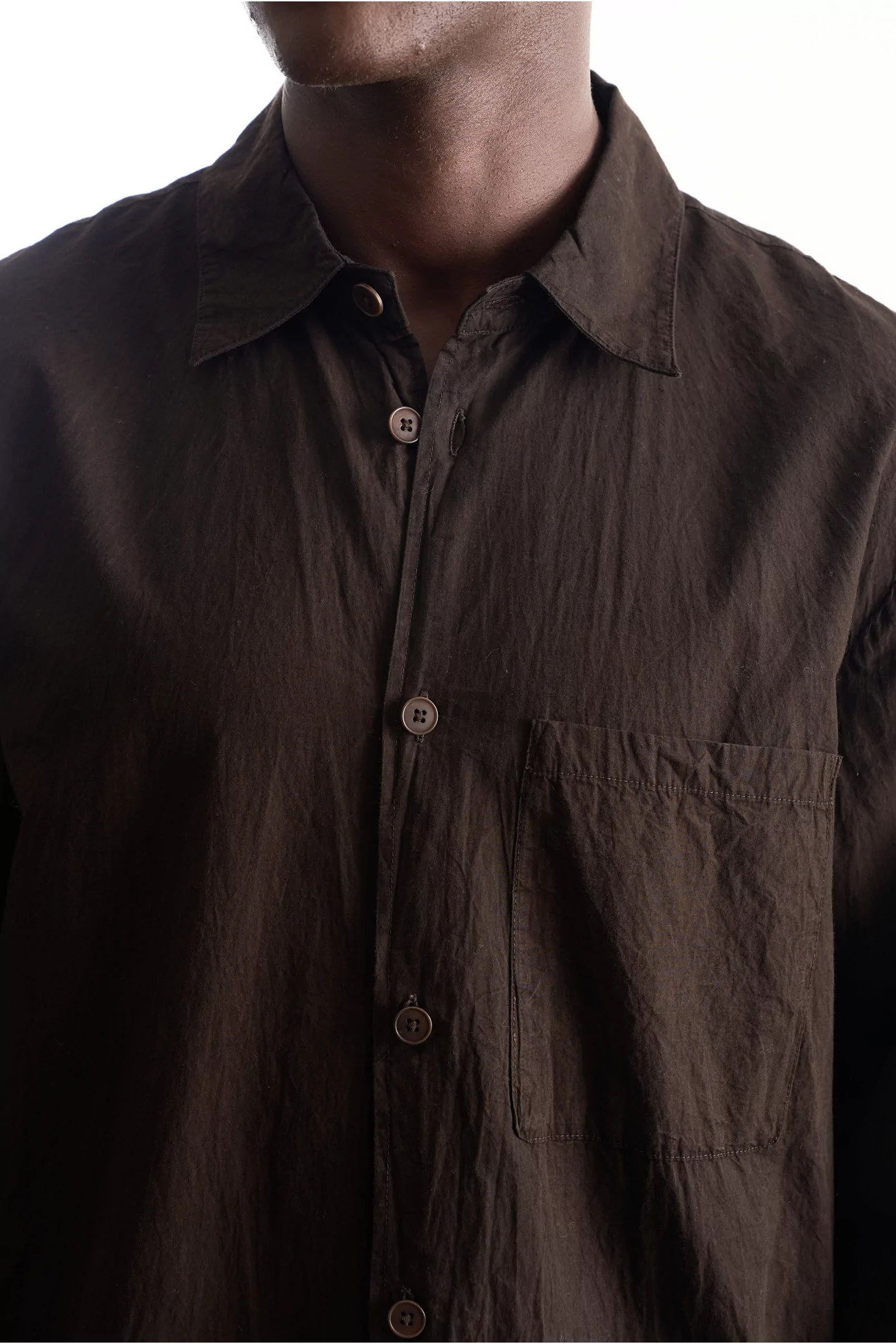 MAN-TLE OD Shirt Mud-Dyed Cotton Linen – Dark Mud | Centre Commercial
