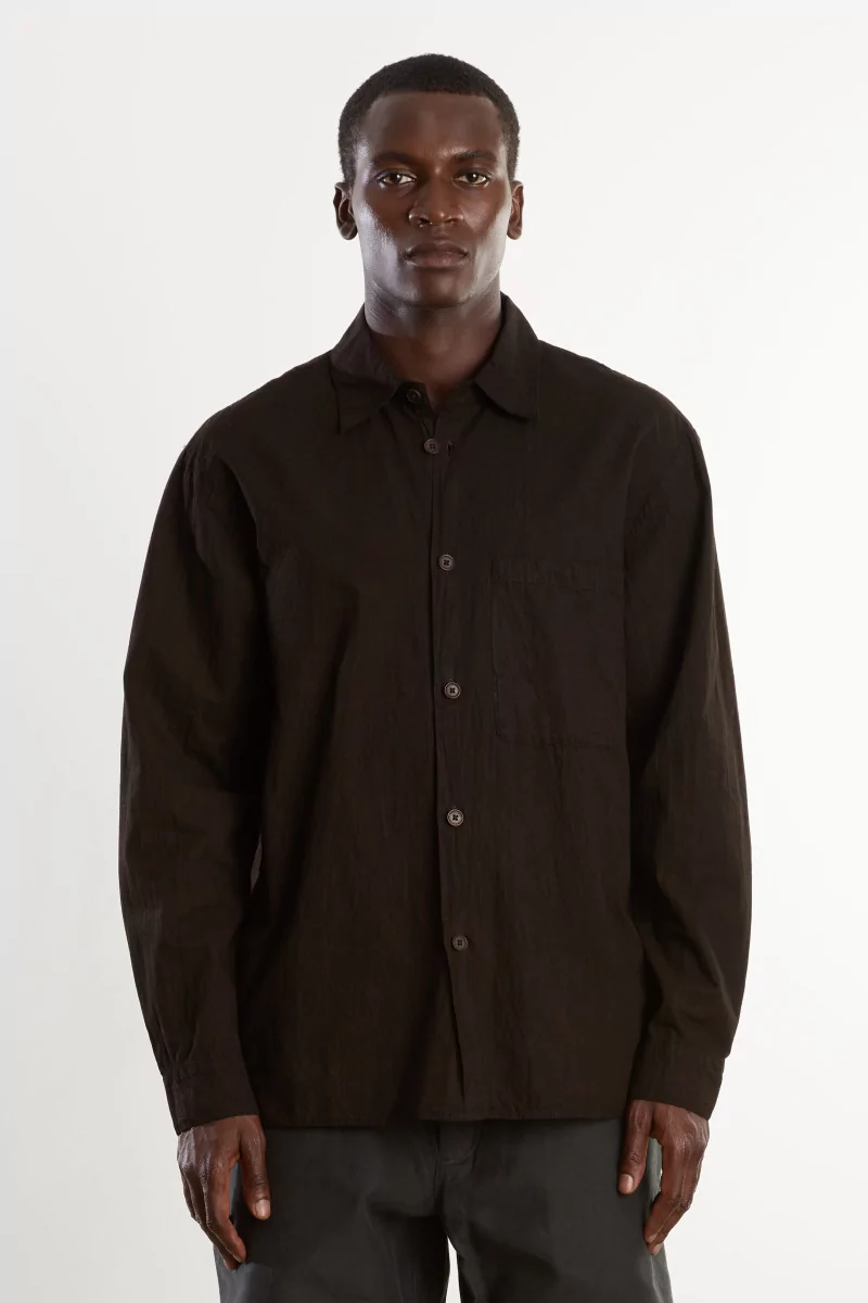 MAN-TLE OD Shirt Mud-Dyed Cotton Linen – Dark Mud | Centre Commercial