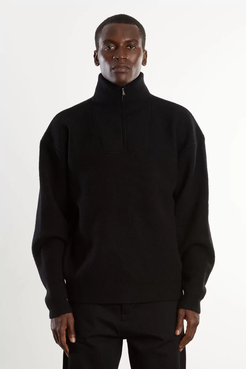 Arpenteur Cam Merino Wool Felt Sweater – Black | Centre Commercial