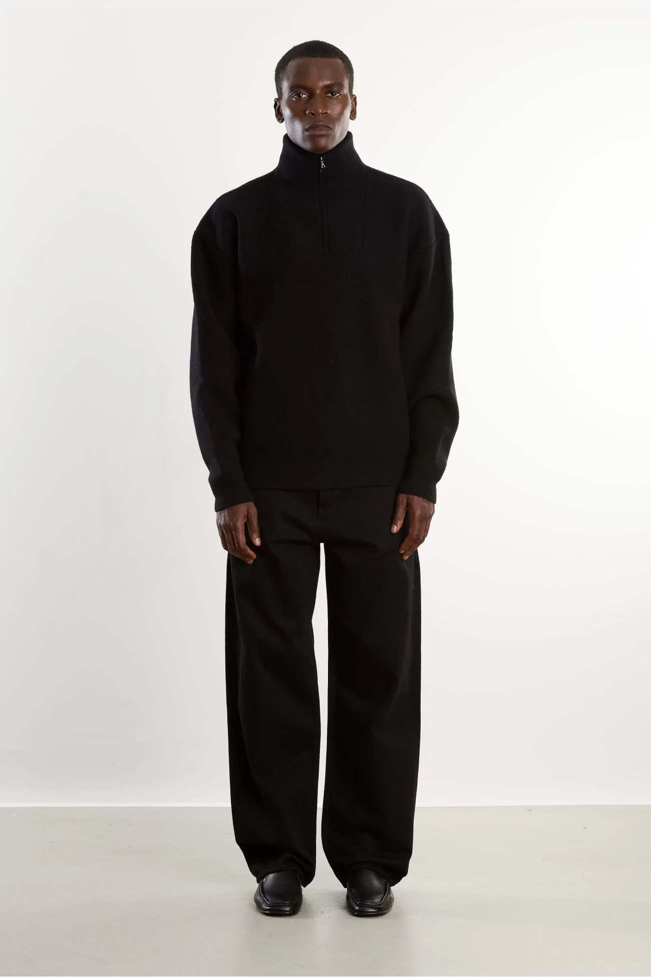 Arpenteur Cam Merino Wool Felt Sweater – Black | Centre Commercial
