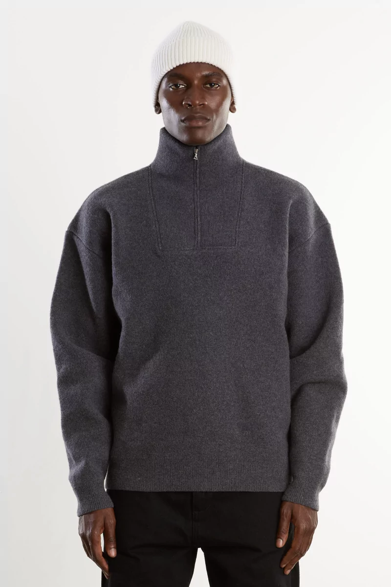 Arpenteur Cam Merino Wool Felt Sweater – Heather Grey | Centre Commercial