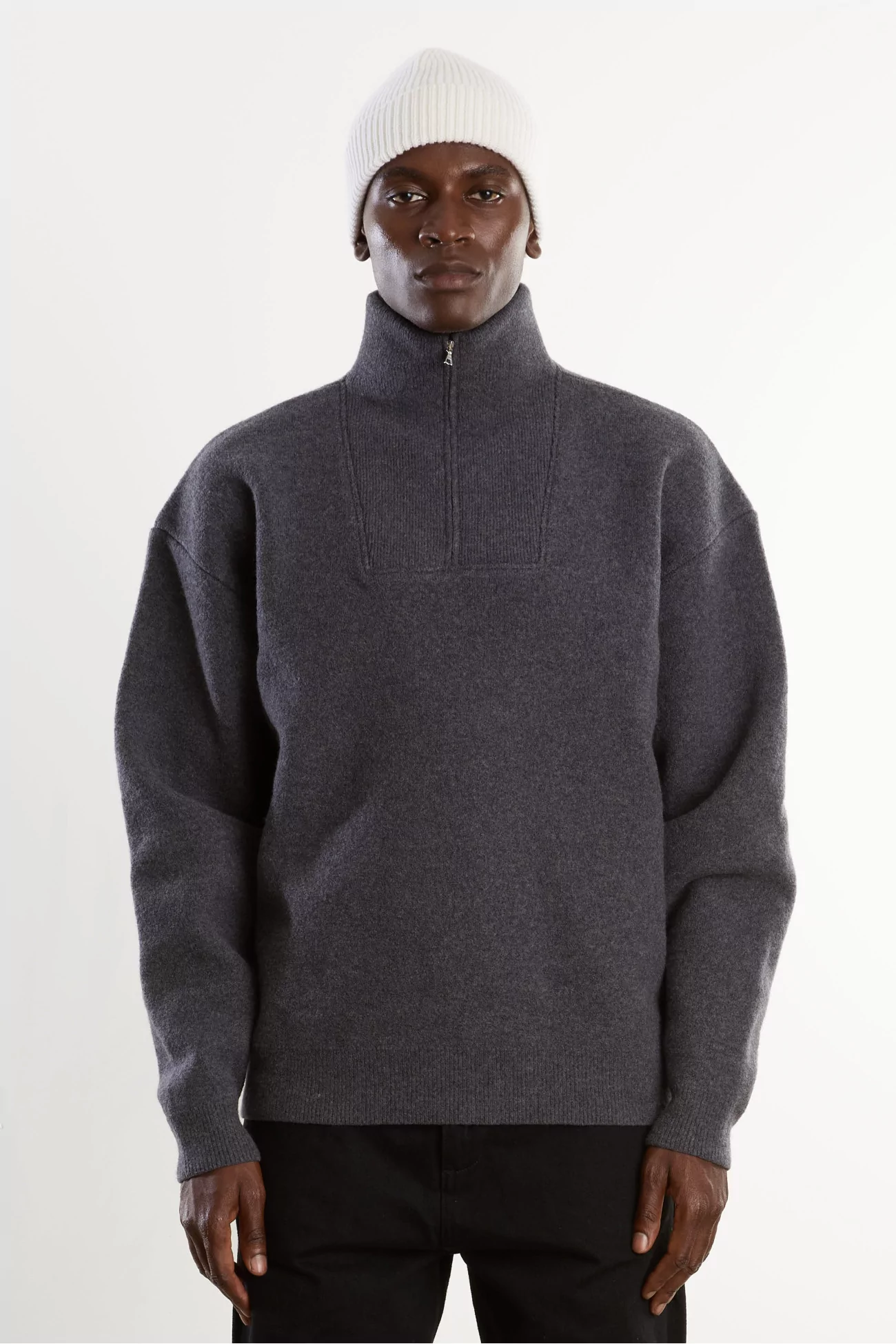 Arpenteur Cam Merino Wool Felt Sweater – Heather Grey | Centre Commercial