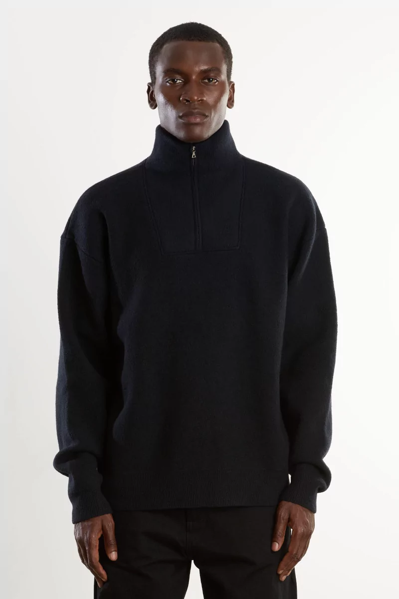 Arpenteur Cam Merino Wool Felt Sweater – Midnight | Centre Commercial
