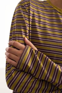 UNNA Striped Women's Running Long Sleeve Tee – Mud Gold | Centre Commercial