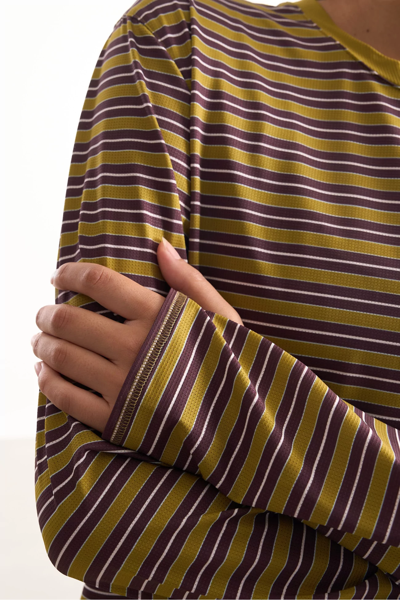 UNNA Striped Women's Running Long Sleeve Tee – Mud Gold | Centre Commercial