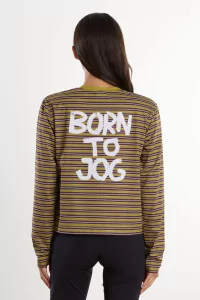 UNNA Striped Women's Running Long Sleeve Tee – Mud Gold | Centre Commercial