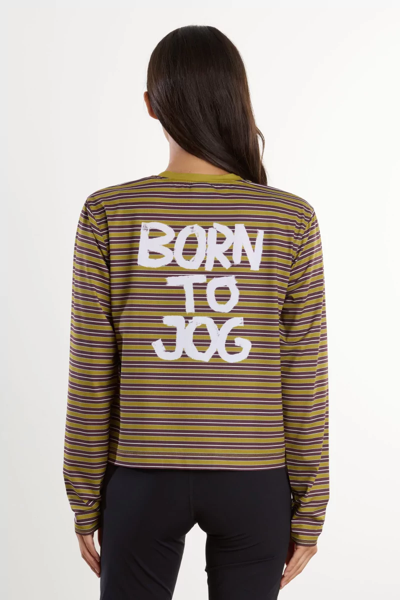 UNNA Striped Women's Running Long Sleeve Tee – Mud Gold | Centre Commercial