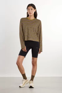 UNNA Striped Women's Running Long Sleeve Tee – Mud Gold | Centre Commercial