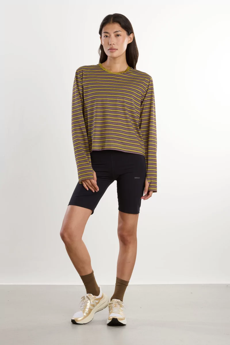 UNNA Striped Women's Running Long Sleeve Tee – Mud Gold | Centre Commercial