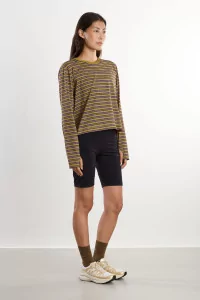 UNNA Striped Women's Running Long Sleeve Tee – Mud Gold | Centre Commercial