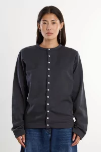 agnès b. Snap Cardigan Organic Cotton – Asphalte | Centre Commercial