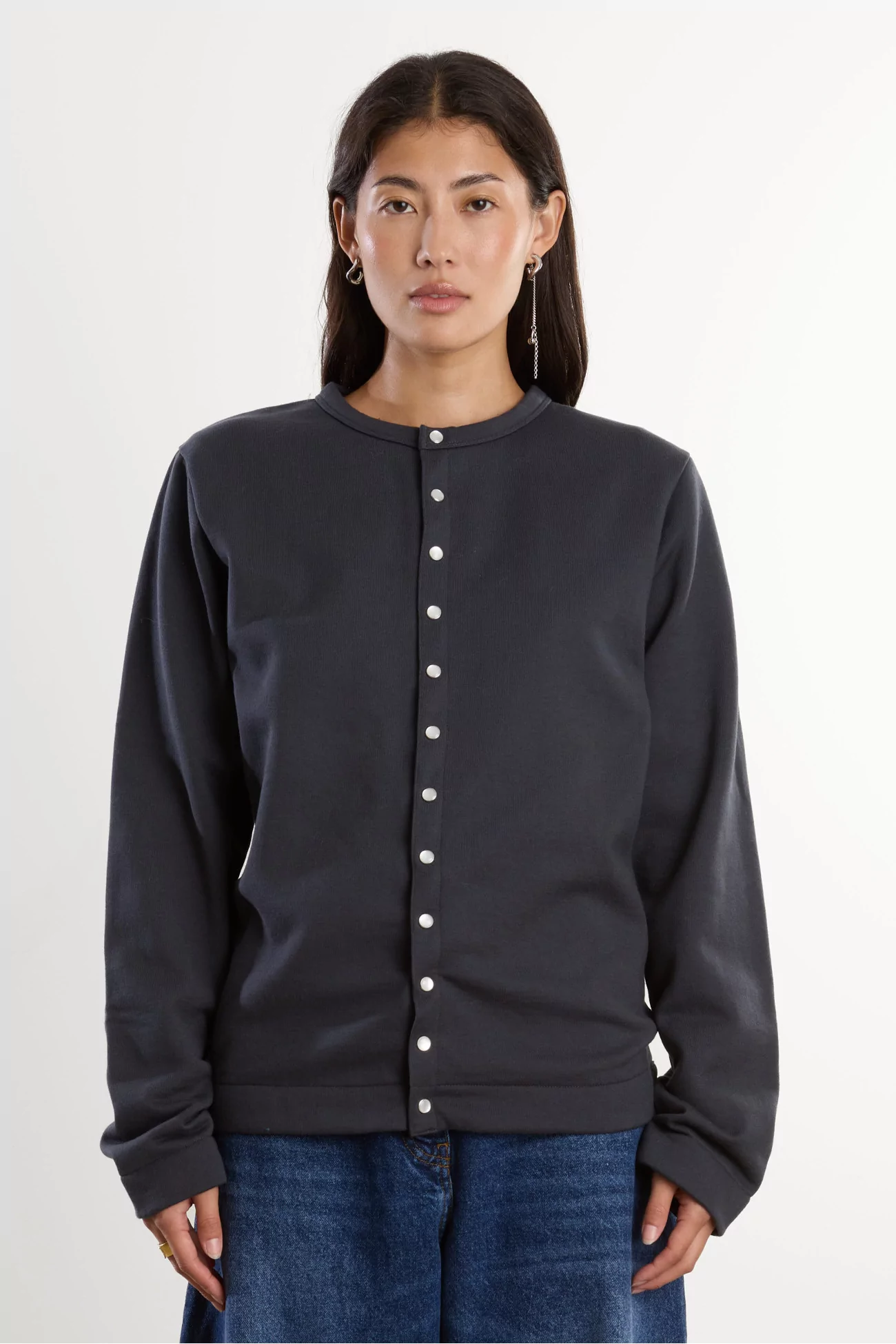 agnès b. Snap Cardigan Organic Cotton – Asphalte | Centre Commercial