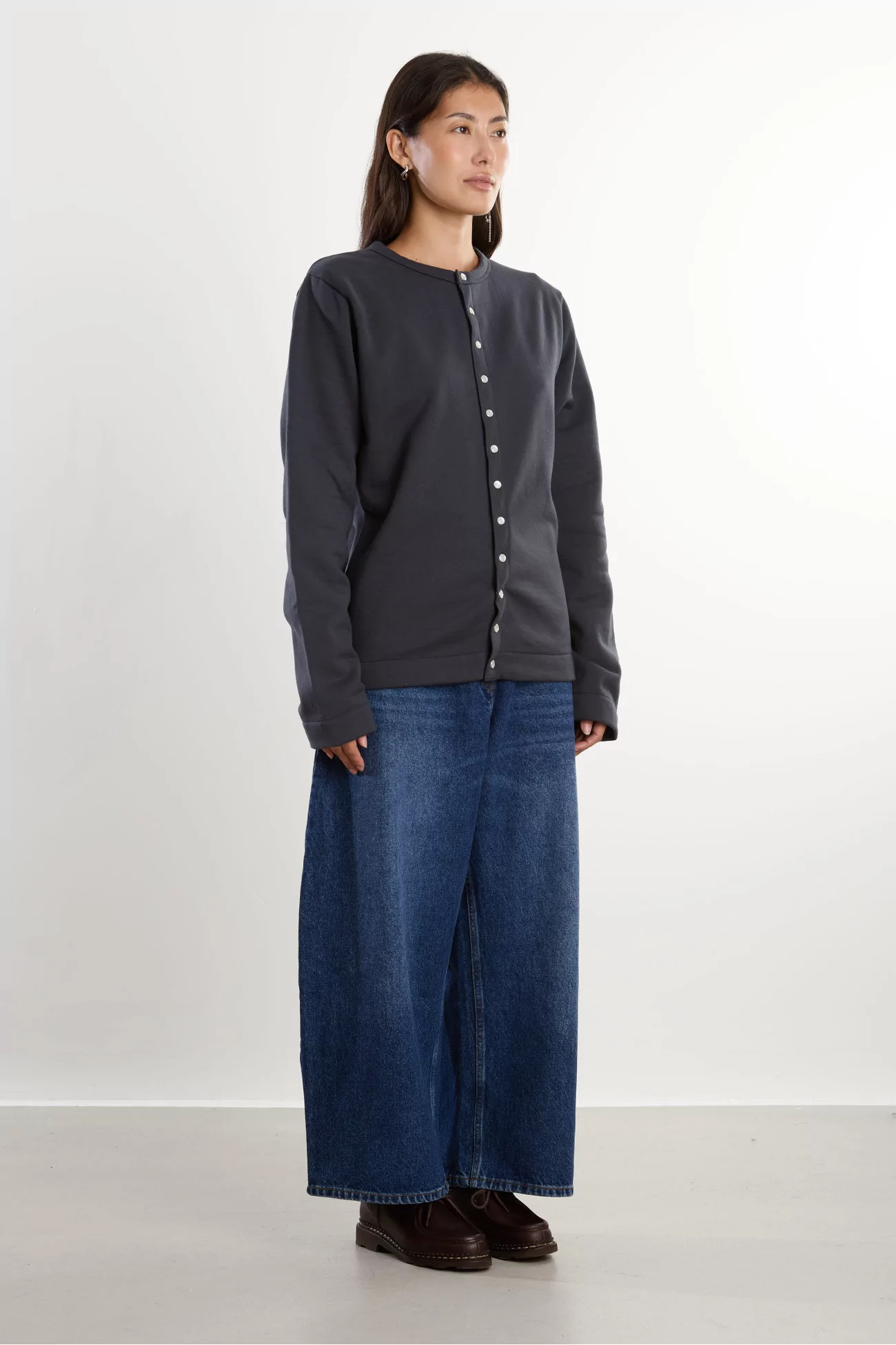 agnès b. Snap Cardigan Organic Cotton – Asphalte | Centre Commercial