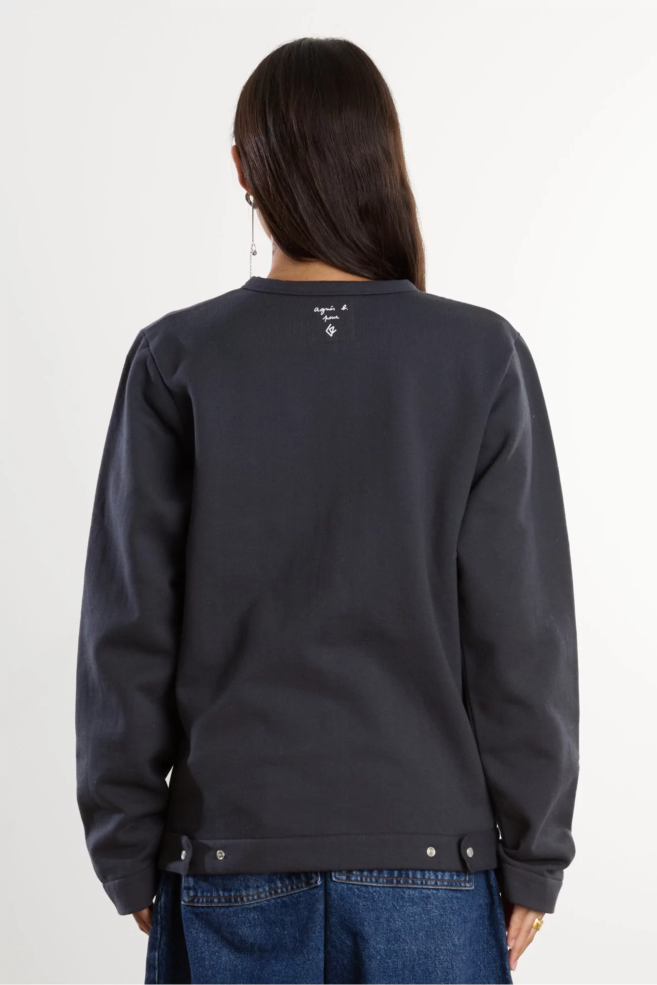 agnès b. Snap Cardigan Organic Cotton – Asphalte | Centre Commercial