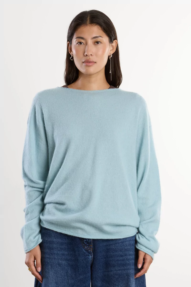 Cashmere Silk Relaxed T-shirt – Light Blue | Centre Commercial