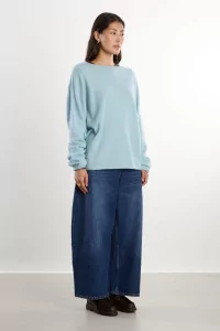Cashmere Silk Relaxed T-shirt – Light Blue | Centre Commercial