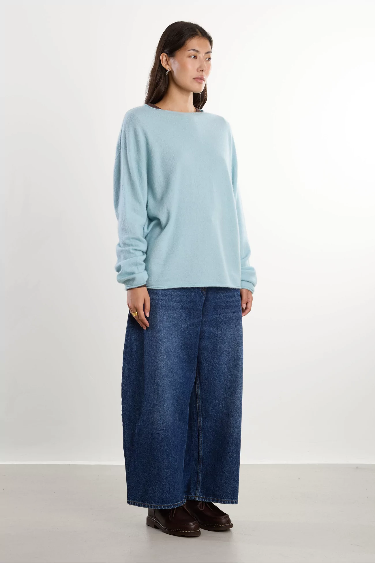 T-shirt Femme Cachemire Soie Cariaggi – Light Blue | Centre Commercial