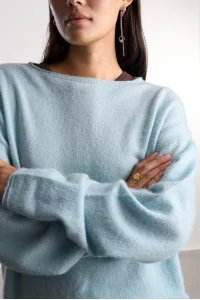 Cashmere Silk Relaxed T-shirt – Light Blue | Centre Commercial