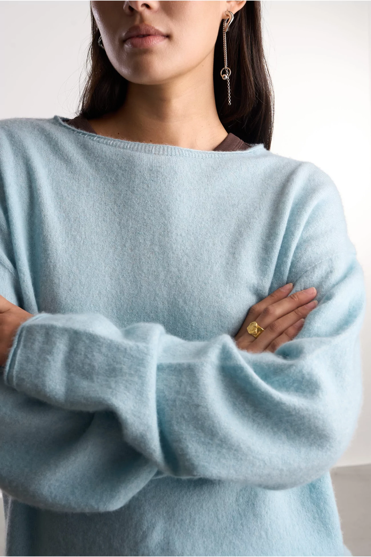 Cashmere Silk Relaxed T-shirt – Light Blue | Centre Commercial