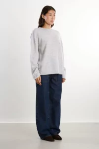 Cashmere Silk Relaxed T-shirt – Light Grey | Centre Commercial
