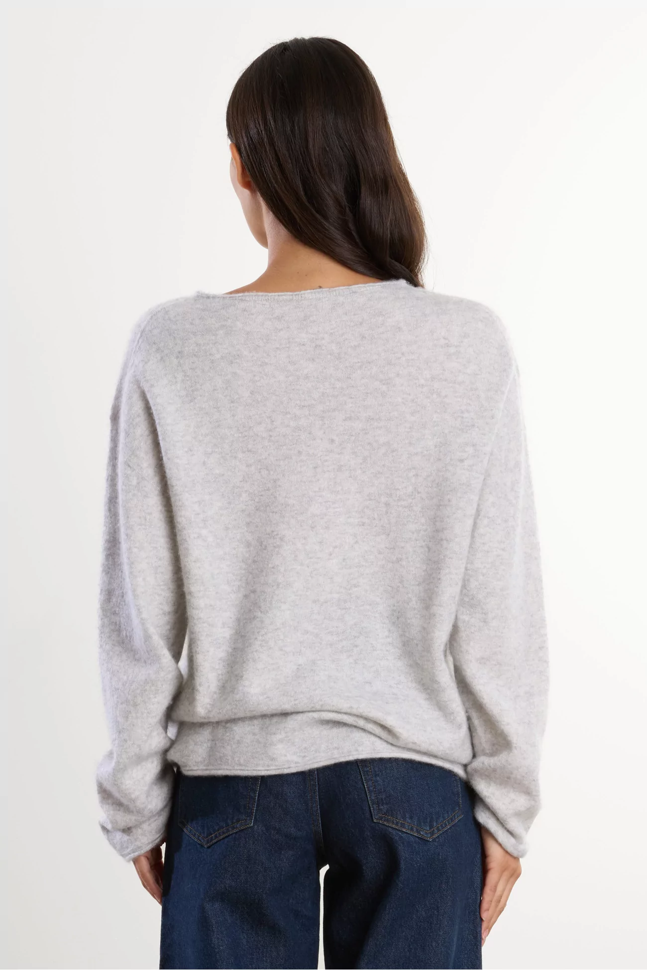 Cashmere Silk Relaxed T-shirt – Light Grey | Centre Commercial