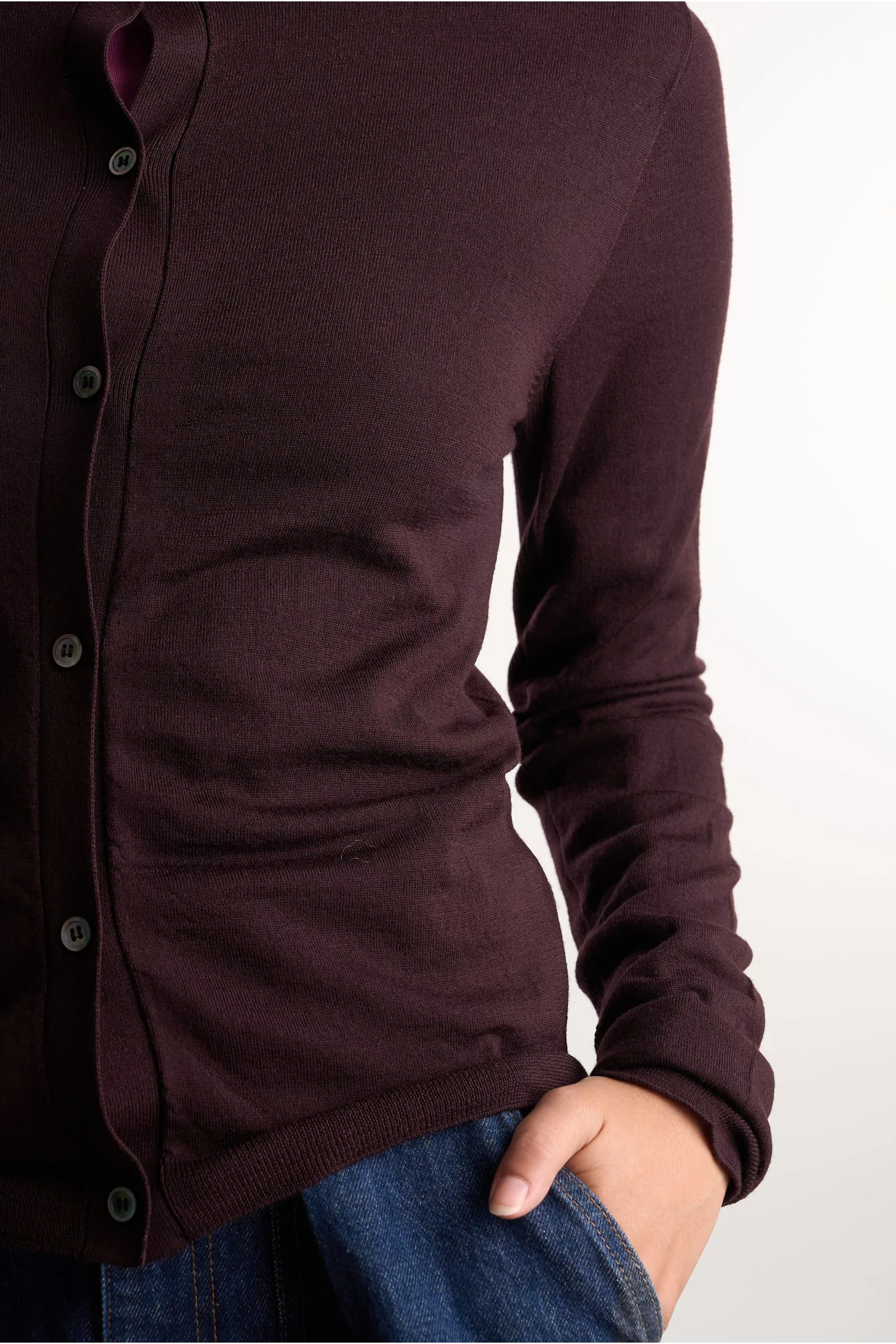 Cariaggi Soft Wool Merino Cardigan – Burgundy | Centre Commercial