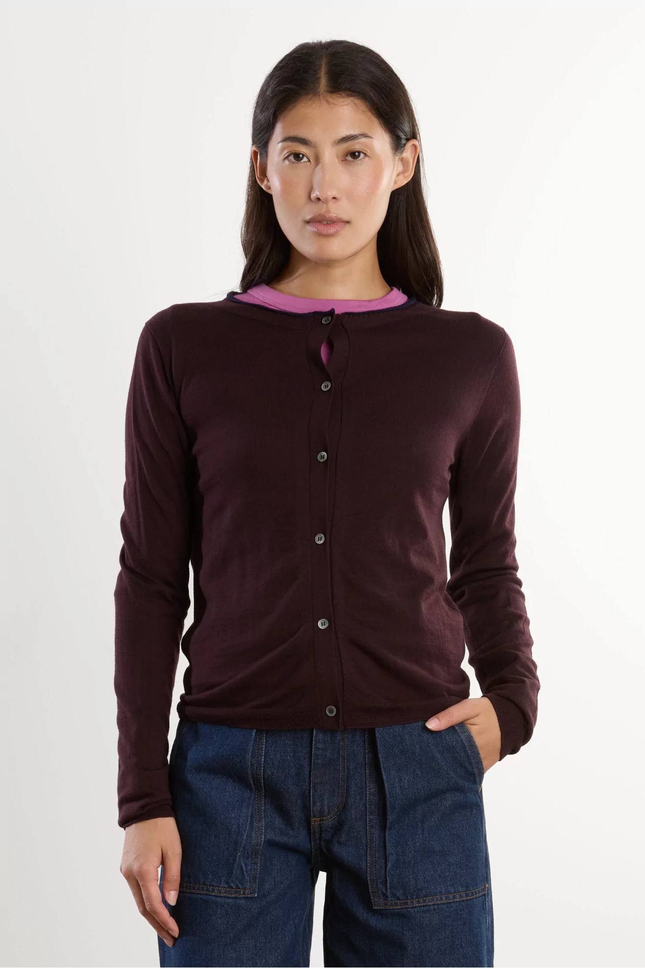 Cariaggi Soft Wool Merino Cardigan – Burgundy | Centre Commercial