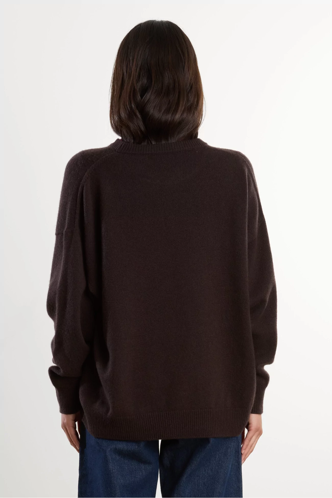 Pull Femme Cachemire Cariaggi Col Rond – Dark Brown | Centre Commercial