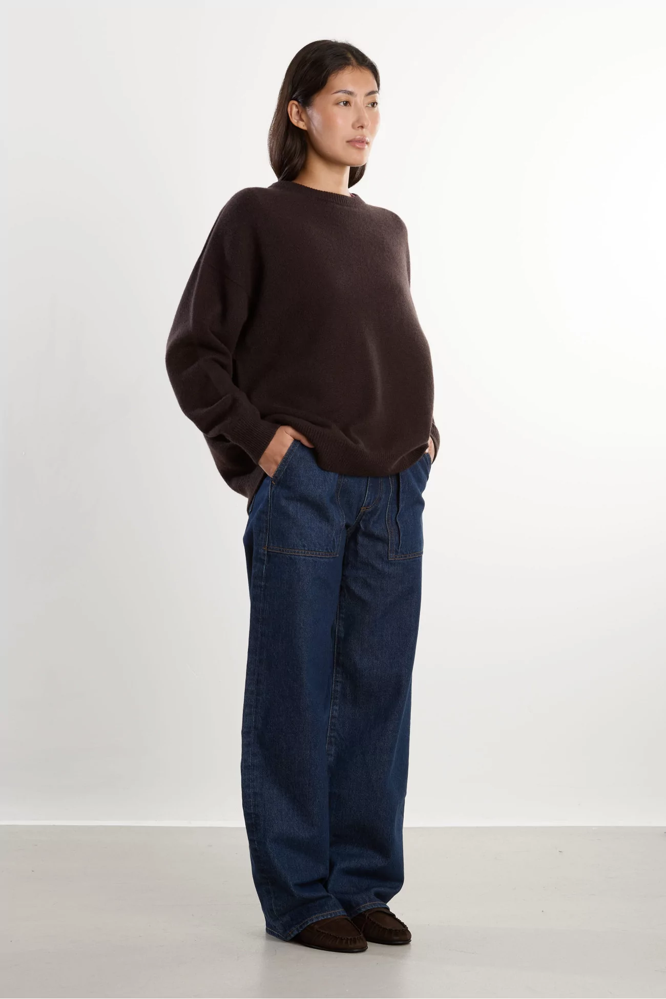 Cariaggi Cashmere Crewneck Sweater – Dark Brown | Centre Commercial