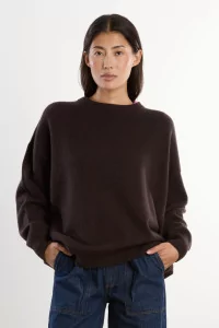 Pull Femme Cachemire Cariaggi Col Rond – Dark Brown | Centre Commercial