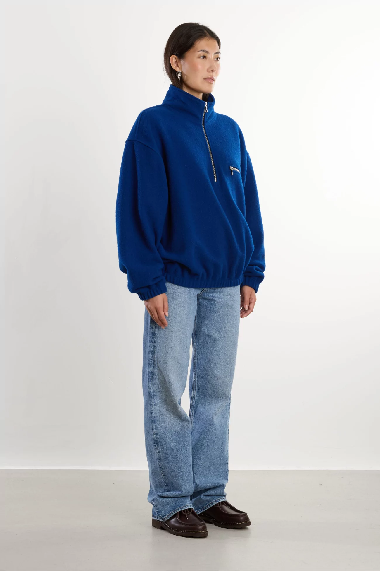 RIER Natural Wool Fleece Pullover – Indigo | Centre Commercial