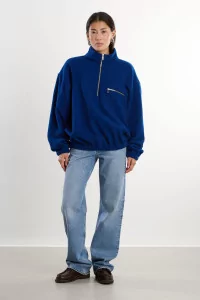 RIER Natural Wool Fleece Pullover – Indigo | Centre Commercial