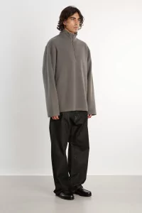 RIER Natural Wool Polo Fleece – Zinc | Centre Commercial