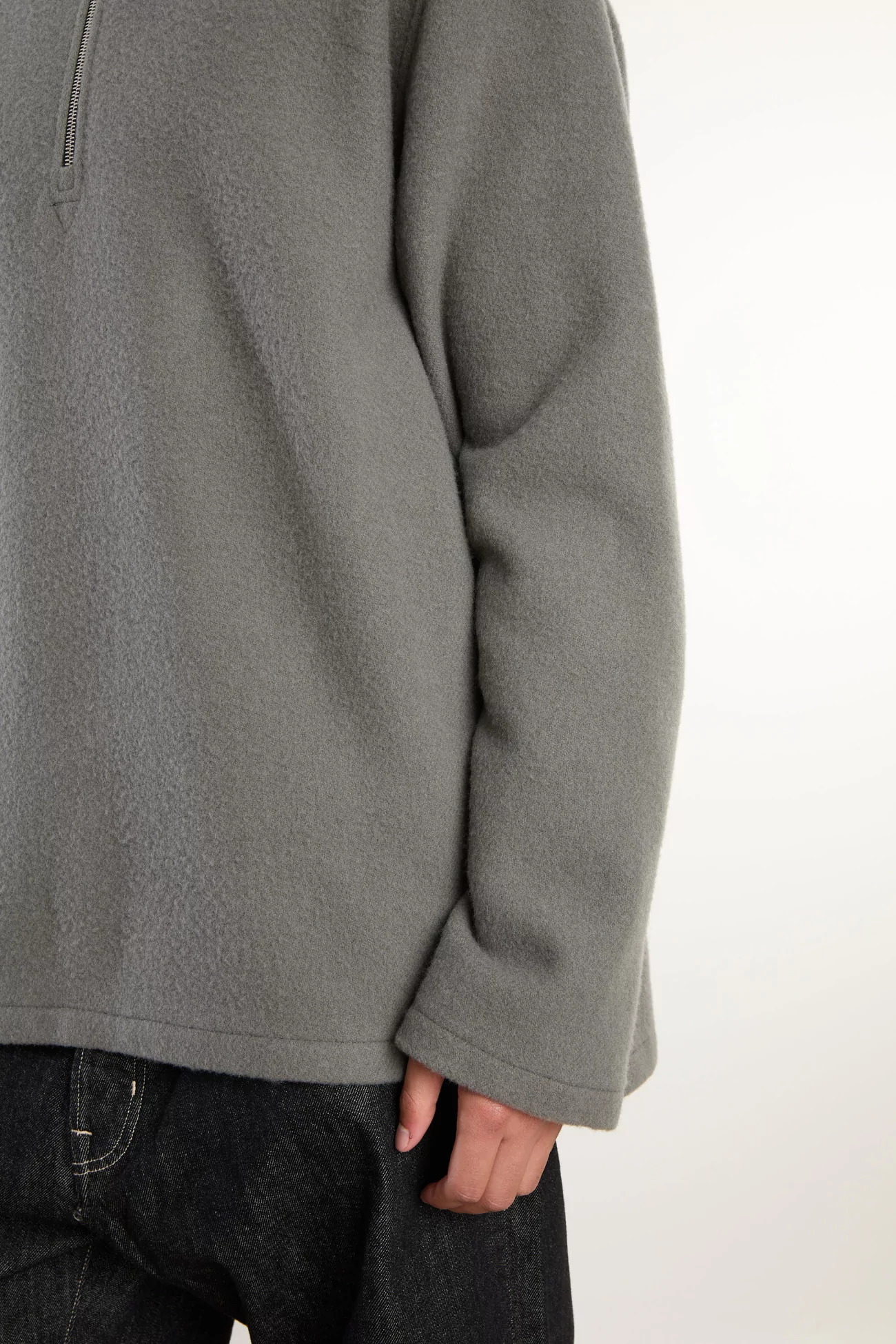 RIER Natural Wool Polo Fleece – Zinc | Centre Commercial