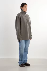 RIER Natural Wool Polo Fleece – Zinc | Centre Commercial