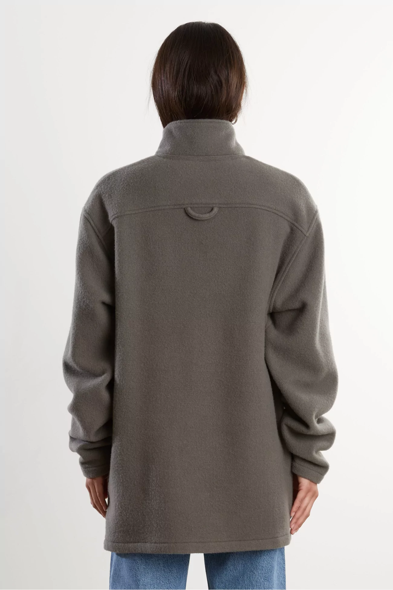 RIER Natural Wool Polo Fleece – Zinc | Centre Commercial