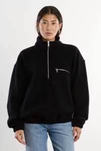RIER Natural Wool Fleece Pullover – Black | Centre Commercial