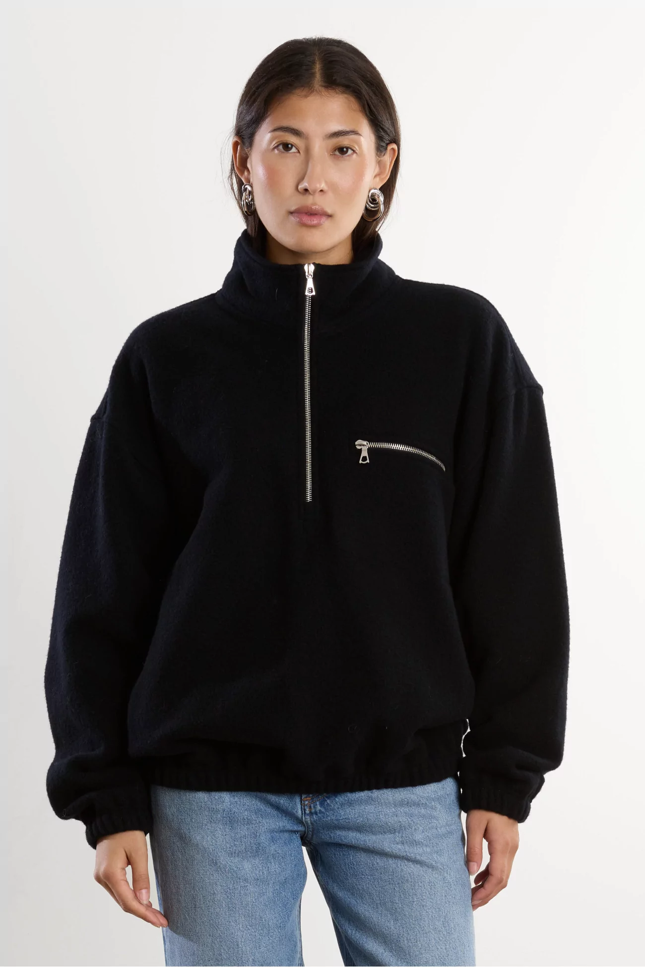 RIER Natural Wool Fleece Pullover – Black | Centre Commercial