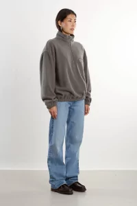 RIER Natural Wool Fleece Pullover – Zinc | Centre Commercial
