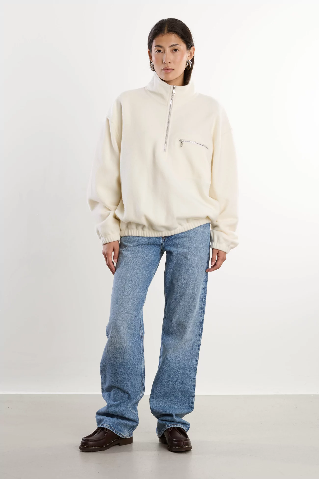 Pull Fleece Homme Laine Naturelle RIER – White | Centre Commercial