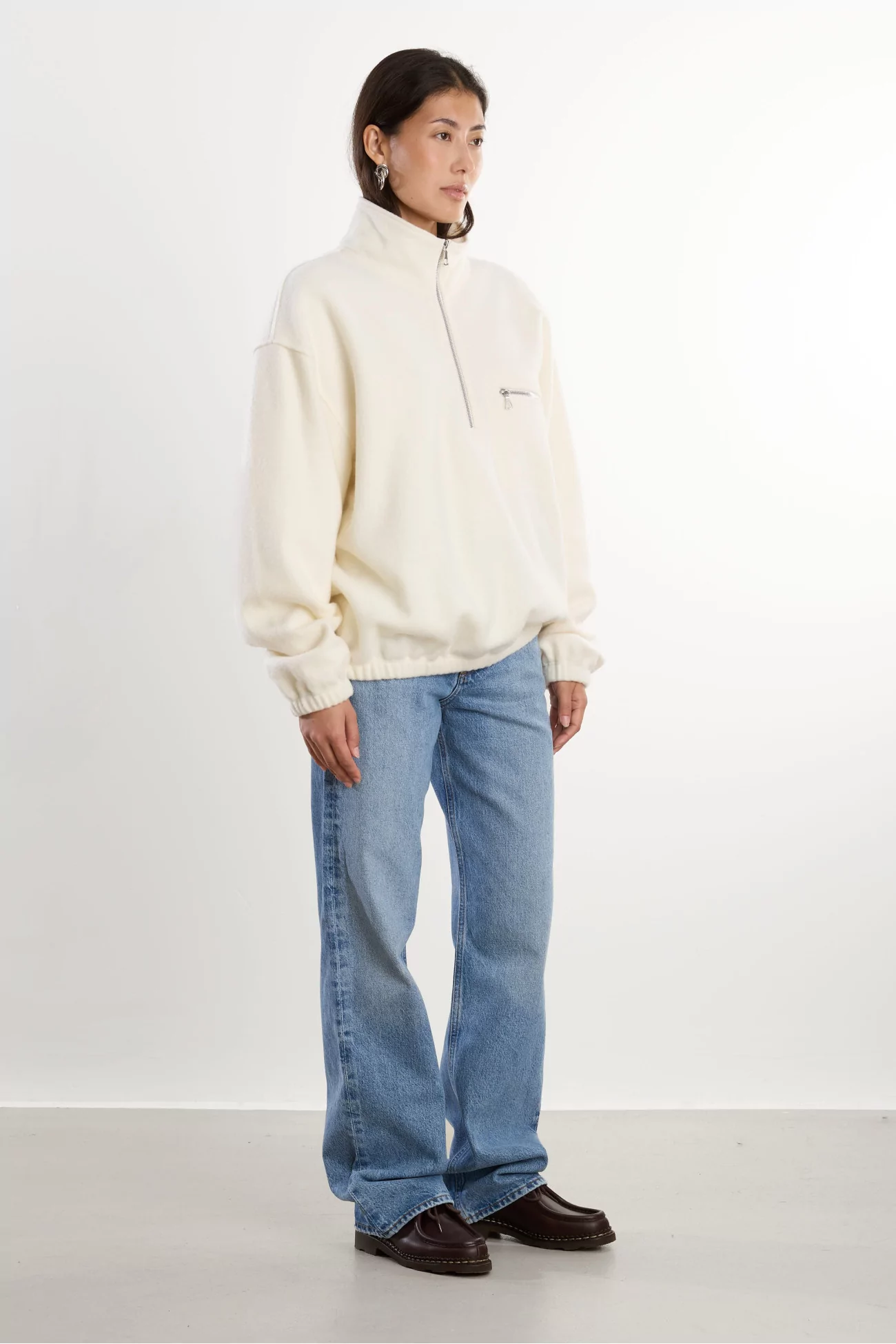 Pull Fleece Homme Laine Naturelle RIER – White | Centre Commercial