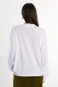 Men's Cotton Crew Neck Long Sleeve T-shirt – White | Centre Commercial