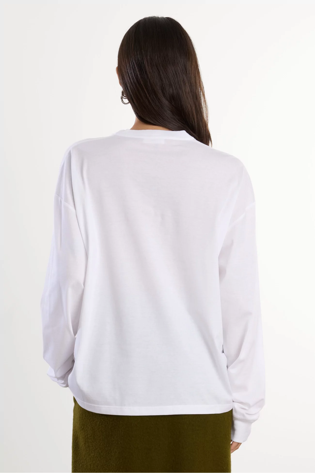 T-shirt Homme Coton Col Rond Manches Longues – White | Centre Commercial