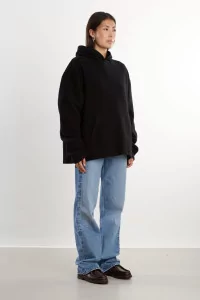 Hoodie Fleece Homme Laine Naturelle RIER – Noir | Centre Commercial