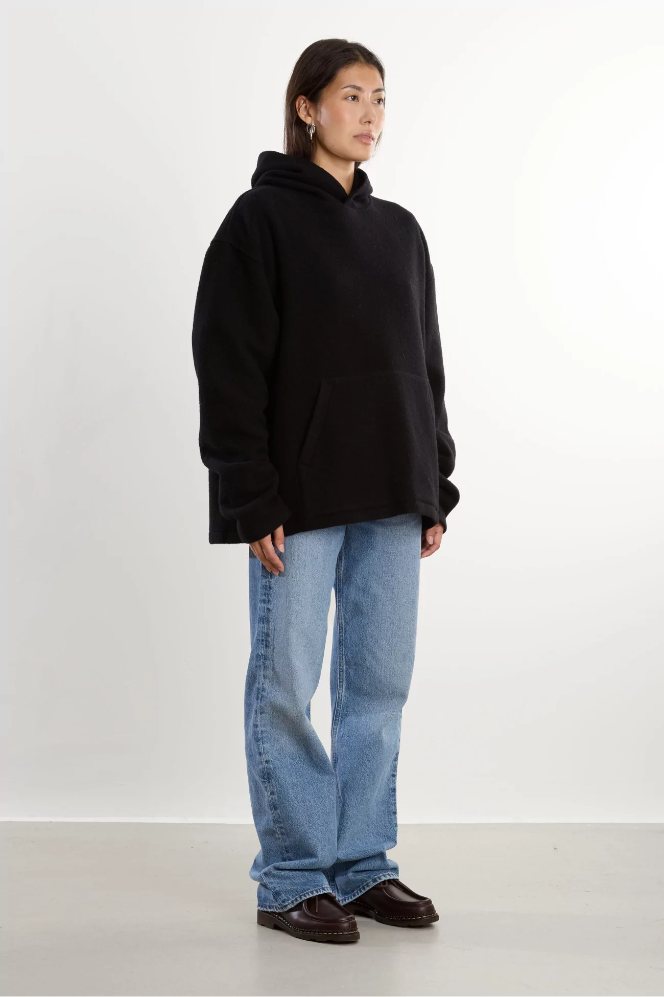 Hoodie Fleece Homme Laine Naturelle RIER – Noir | Centre Commercial