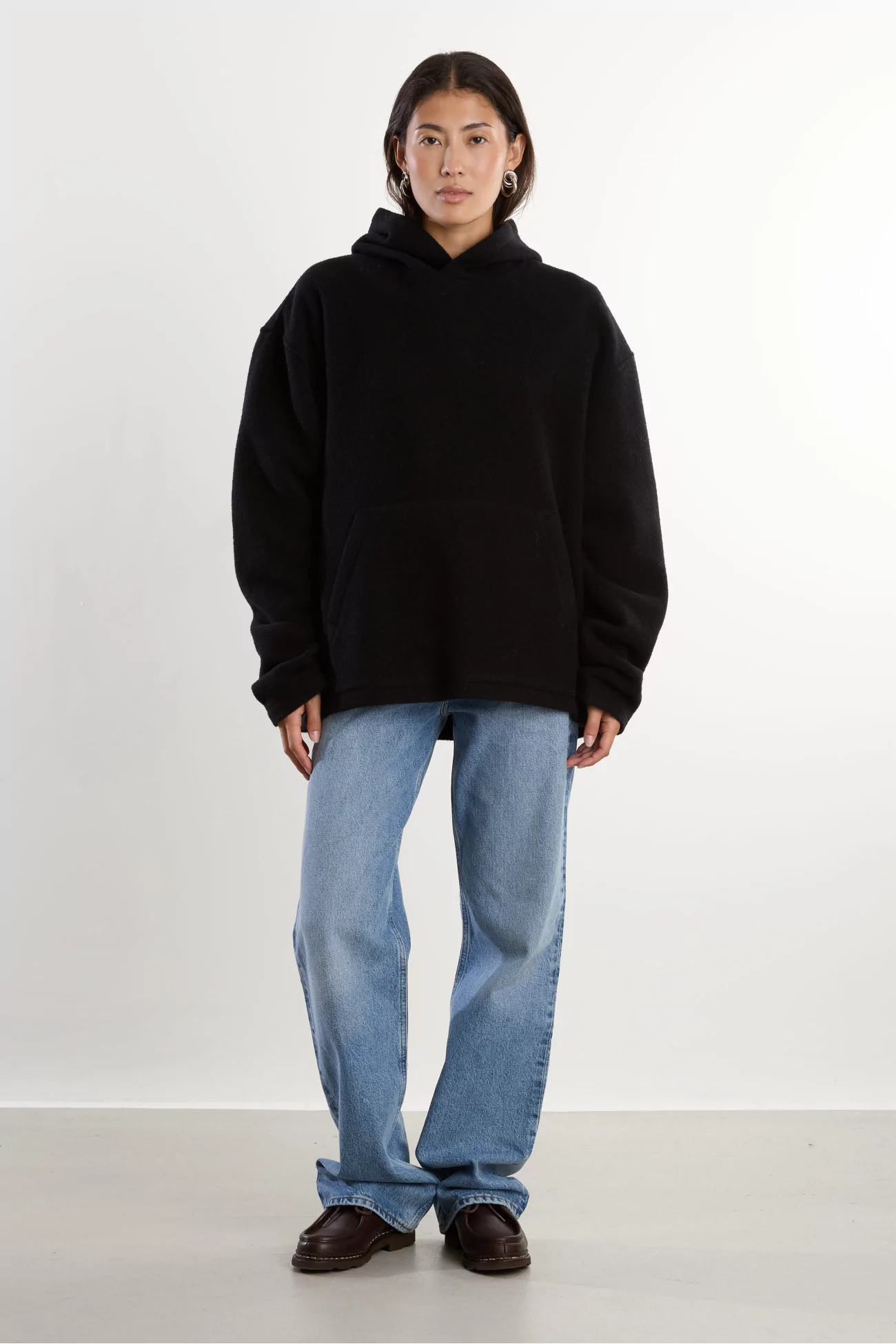 Hoodie Fleece Homme Laine Naturelle RIER – Noir | Centre Commercial