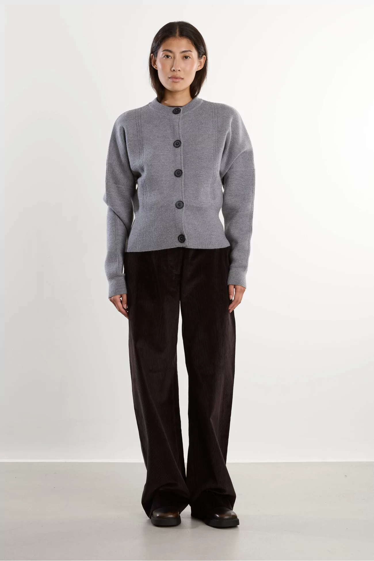 Milano Cardigan Merino Wool – Gris Chiné | Centre Commercial