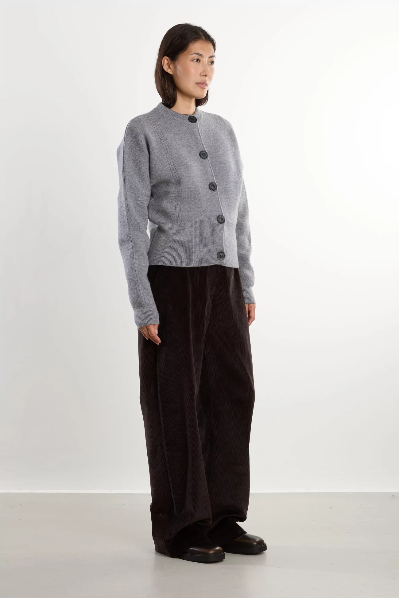 Milano Cardigan Merino Wool – Gris Chiné | Centre Commercial