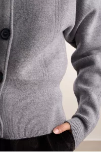 Milano Cardigan Merino Wool – Gris Chiné | Centre Commercial
