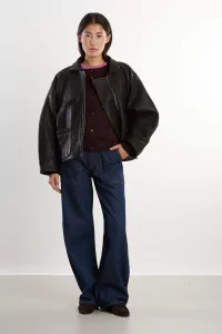 Flying Leather Jacket – Liquorice | Centre Commercial